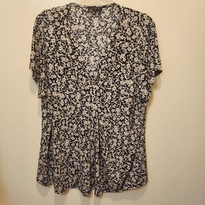 Floral Black and Cream Women's Top